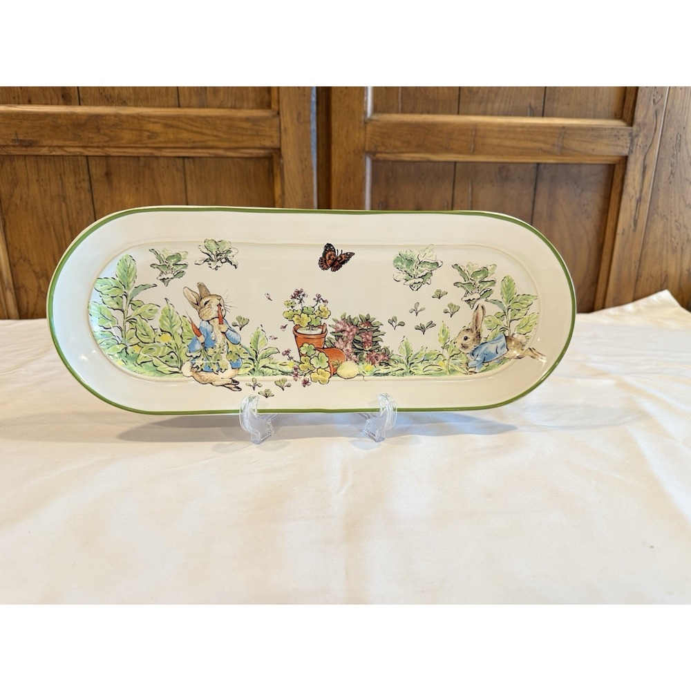 Pottery Barn Beatrix Potter Cookie Tray Platter 15" Bunny Rabbits & Butterflies